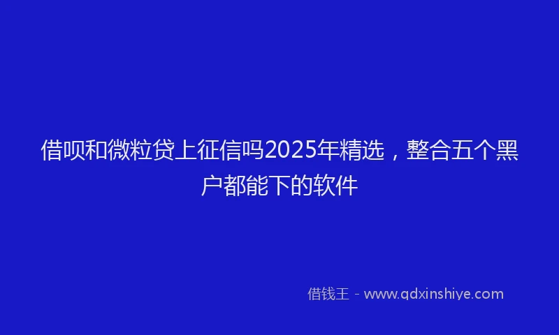 借呗和微粒贷上征信吗2025年精选，整合五个黑户都能下的软件