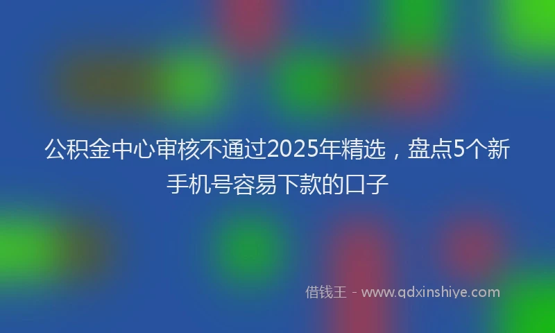 公积金中心审核不通过2025年精选，盘点5个新手机号容易下款的口子