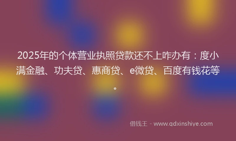 2025年的个体营业执照贷款还不上咋办有：度小满金融、功夫贷、惠商贷、e微贷、百度有钱花等。