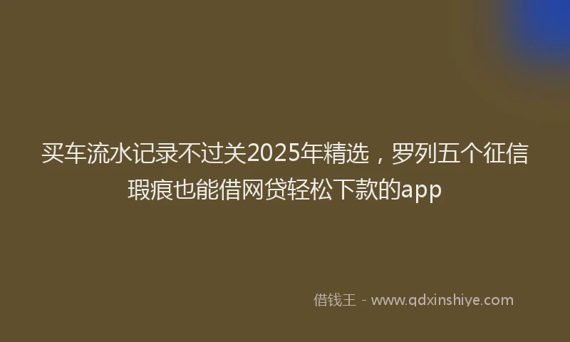 买车流水记录不过关2025年精选，罗列五个征信瑕疵也能借网贷轻松下款的app