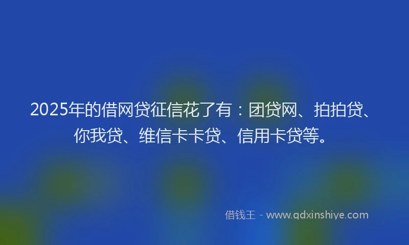 2025年的借网贷征信花了有：团贷网、拍拍贷、你我贷、维信卡卡贷、信用卡贷等。