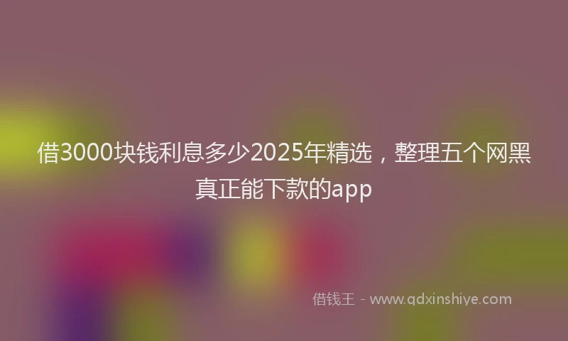 借3000块钱利息多少2025年精选，整理五个网黑真正能下款的app