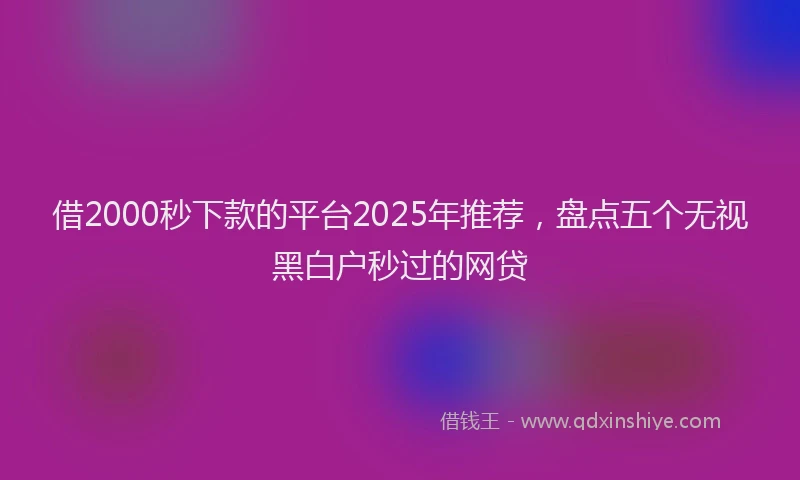 借2000秒下款的平台2025年推荐，盘点五个无视黑白户秒过的网贷