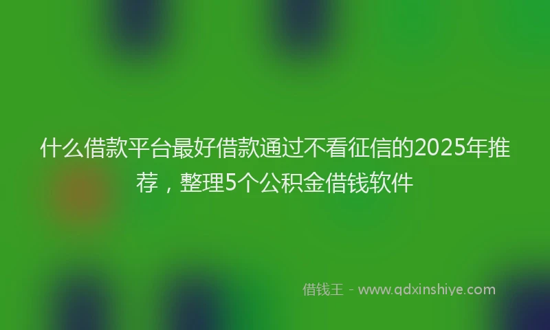 什么借款平台最好借款通过不看征信的2025年推荐，整理5个公积金借钱软件