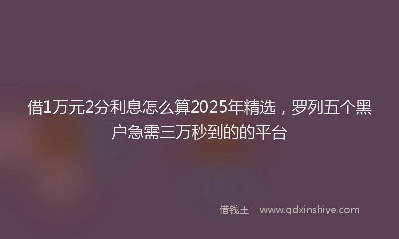 借1万元2分利息怎么算2025年精选，罗列五个黑户急需三万秒到的的平台