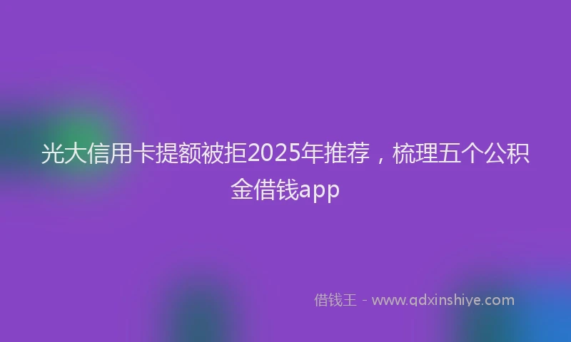 光大信用卡提额被拒2025年推荐，梳理五个公积金借钱app