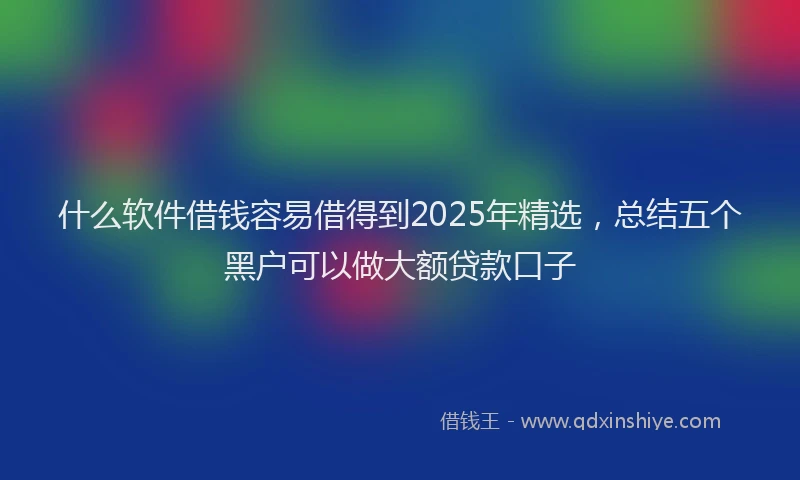 什么软件借钱容易借得到2025年精选，总结五个黑户可以做大额贷款口子