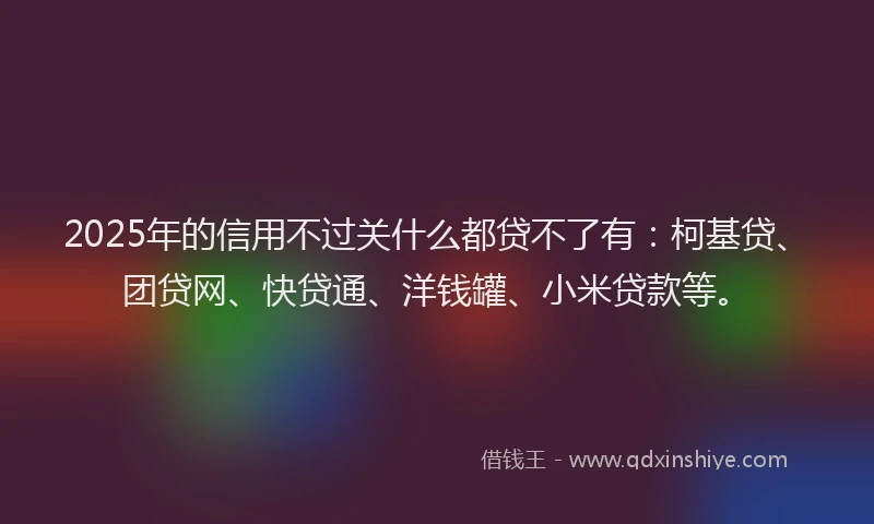2025年的信用不过关什么都贷不了有：柯基贷、团贷网、快贷通、洋钱罐、小米贷款等。