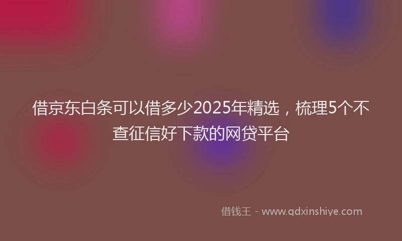 借京东白条可以借多少2025年精选，梳理5个不查征信好下款的网贷平台