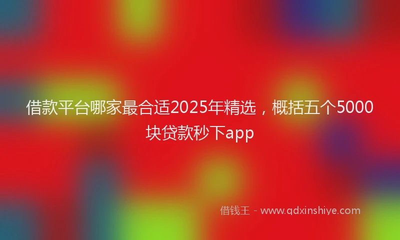 借款平台哪家最合适2025年精选，概括五个5000块贷款秒下app