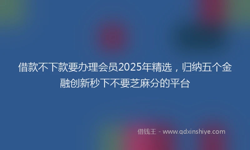 借款不下款要办理会员2025年精选，归纳五个金融创新秒下不要芝麻分的平台
