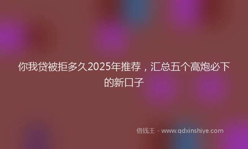 你我贷被拒多久2025年推荐，汇总五个高炮必下的新口子
