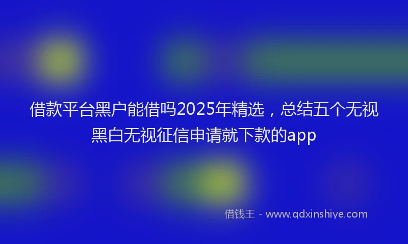 借款平台黑户能借吗2025年精选，总结五个无视黑白无视征信申请就下款的app
