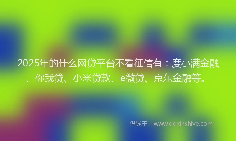 2025年的什么网贷平台不看征信有：度小满金融、你我贷、小米贷款、e微贷、京东金融等。