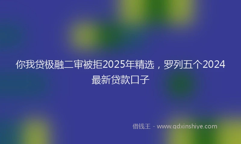 你我贷极融二审被拒2025年精选，罗列五个2024最新贷款口子
