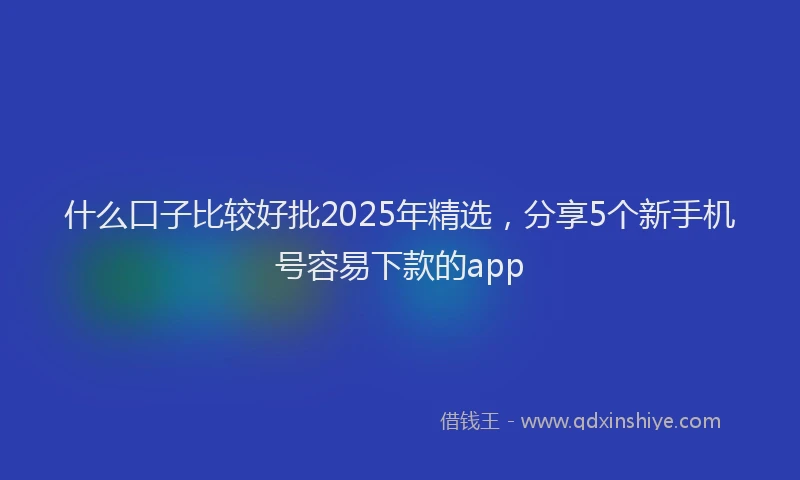 什么口子比较好批2025年精选，分享5个新手机号容易下款的app