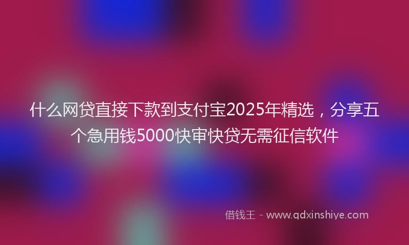 什么网贷直接下款到支付宝2025年精选，分享五个急用钱5000快审快贷无需征信软件
