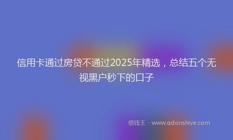 信用卡通过房贷不通过2025年精选，总结五个无视黑户秒下的口子