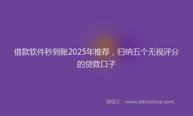 借款软件秒到账2025年推荐，归纳五个无视评分的贷款口子