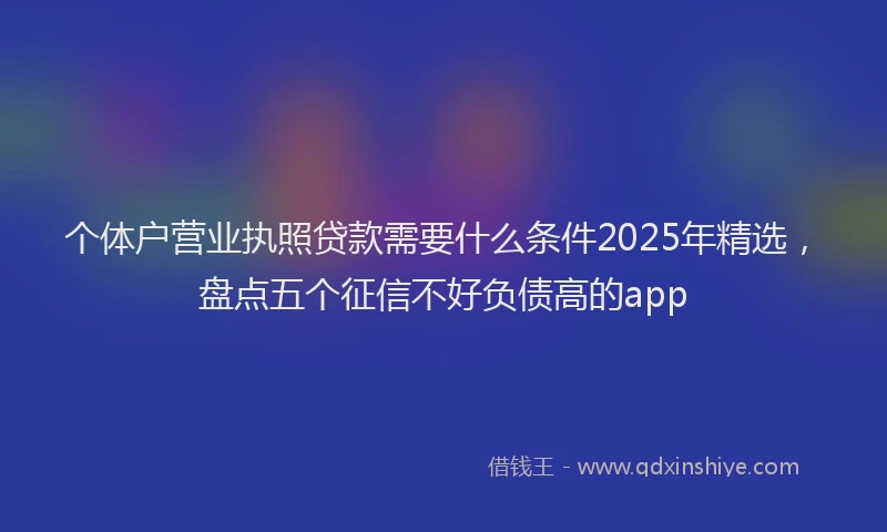 个体户营业执照贷款需要什么条件2025年精选，盘点五个征信不好负债高的app