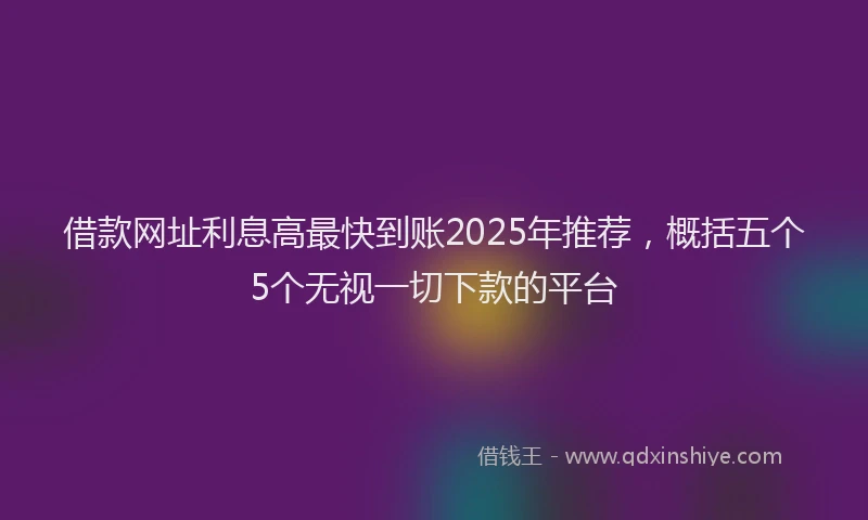 借款网址利息高最快到账2025年推荐，概括五个5个无视一切下款的平台