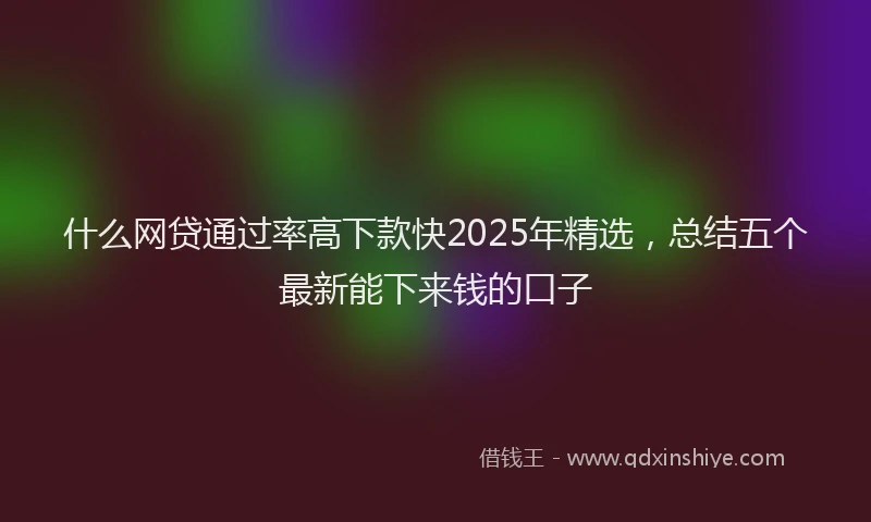 什么网贷通过率高下款快2025年精选，总结五个最新能下来钱的口子