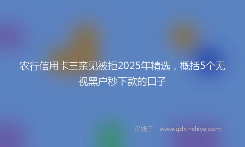 农行信用卡三亲见被拒2025年精选，概括5个无视黑户秒下款的口子