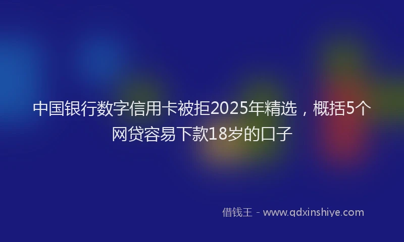 中国银行数字信用卡被拒2025年精选，概括5个网贷容易下款18岁的口子