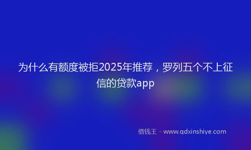 为什么有额度被拒2025年推荐，罗列五个不上征信的贷款app