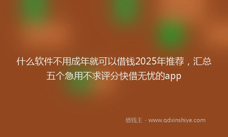 什么软件不用成年就可以借钱2025年推荐，汇总五个急用不求评分快借无忧的app