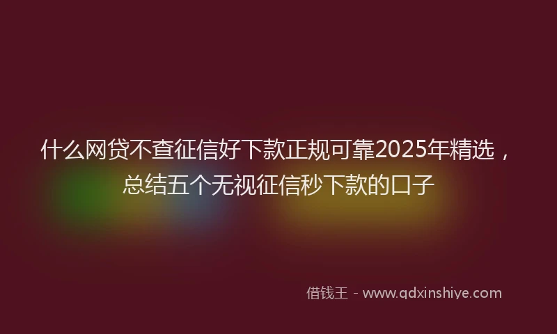 什么网贷不查征信好下款正规可靠2025年精选，总结五个无视征信秒下款的口子