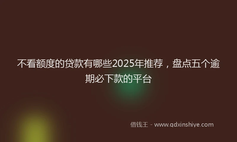 不看额度的贷款有哪些2025年推荐，盘点五个逾期必下款的平台