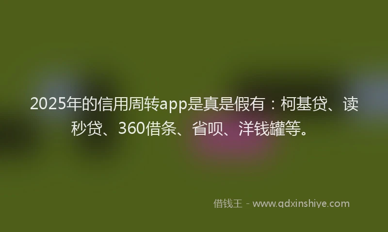 2025年的信用周转app是真是假有：柯基贷、读秒贷、360借条、省呗、洋钱罐等。