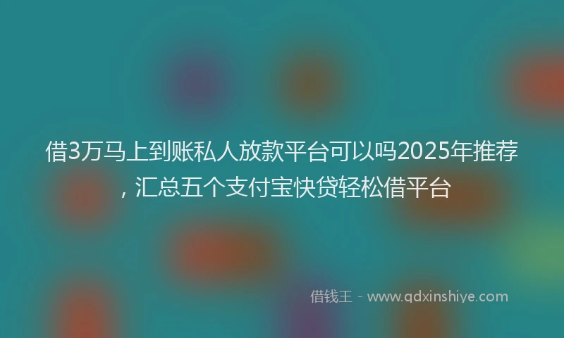 借3万马上到账私人放款平台可以吗2025年推荐，汇总五个支付宝快贷轻松借平台