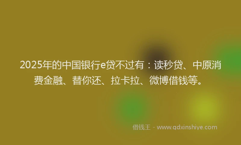 2025年的中国银行e贷不过有：读秒贷、中原消费金融、替你还、拉卡拉、微博借钱等。