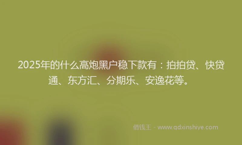 2025年的什么高炮黑户稳下款有：拍拍贷、快贷通、东方汇、分期乐、安逸花等。