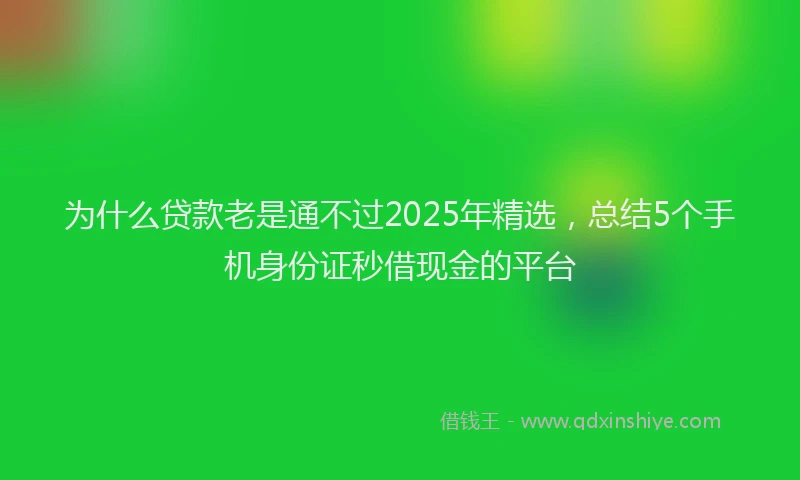 为什么贷款老是通不过2025年精选，总结5个手机身份证秒借现金的平台