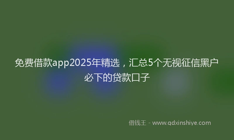 免费借款app2025年精选，汇总5个无视征信黑户必下的贷款口子