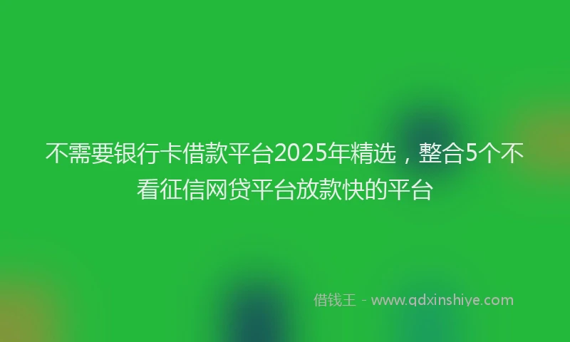 不需要银行卡借款平台2025年精选，整合5个不看征信网贷平台放款快的平台