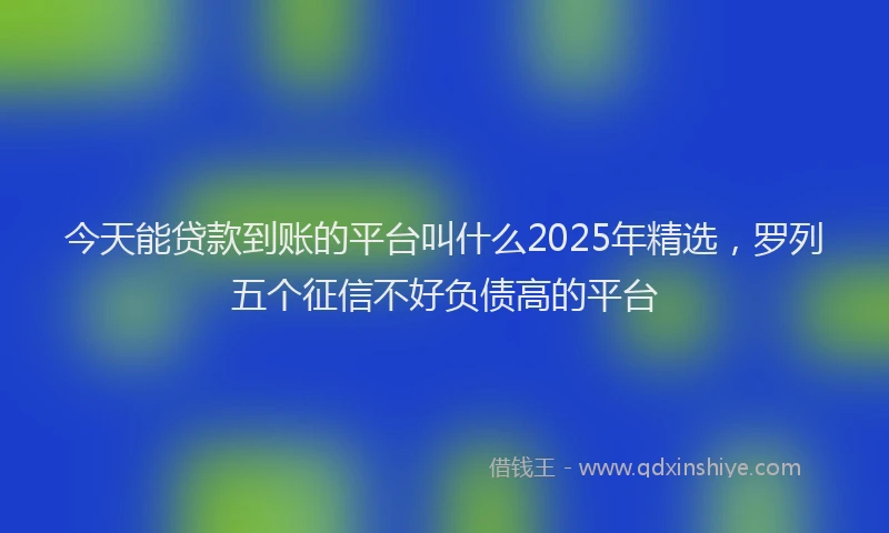 今天能贷款到账的平台叫什么2025年精选，罗列五个征信不好负债高的平台