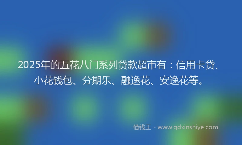 2025年的五花八门系列贷款超市有：信用卡贷、小花钱包、分期乐、融逸花、安逸花等。