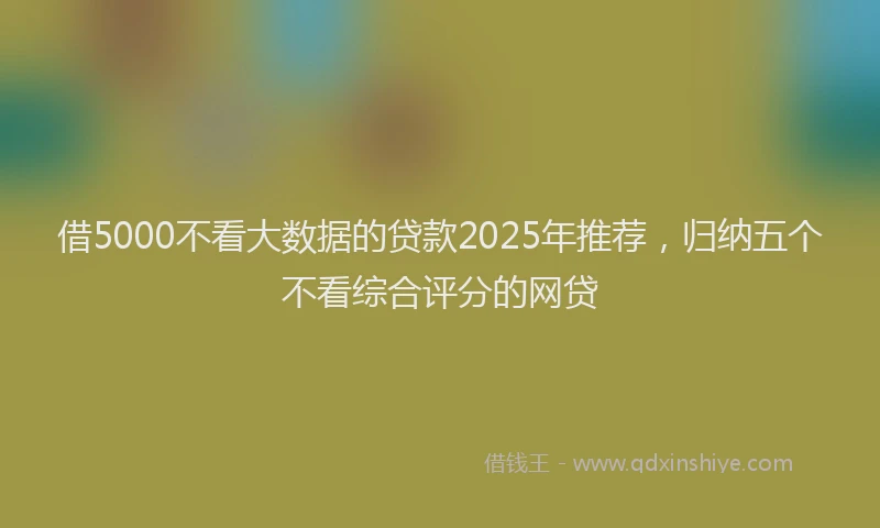 借5000不看大数据的贷款2025年推荐，归纳五个不看综合评分的网贷
