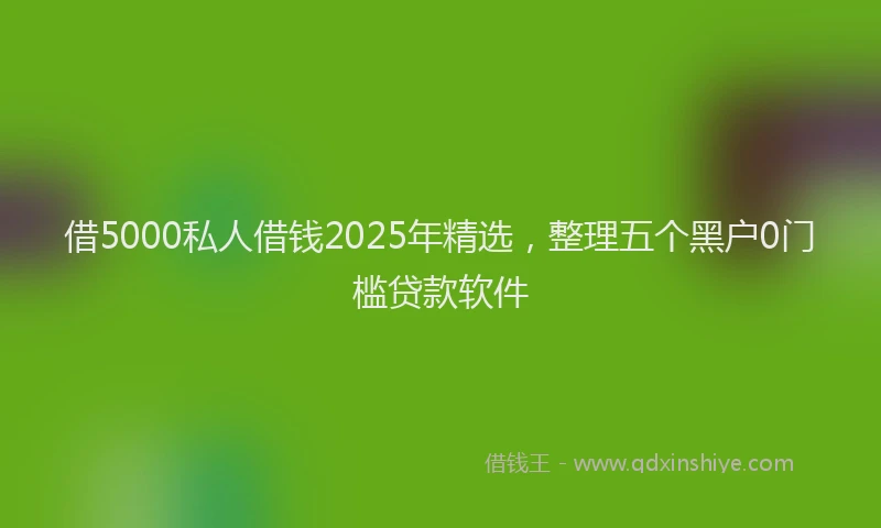 借5000私人借钱2025年精选，整理五个黑户0门槛贷款软件