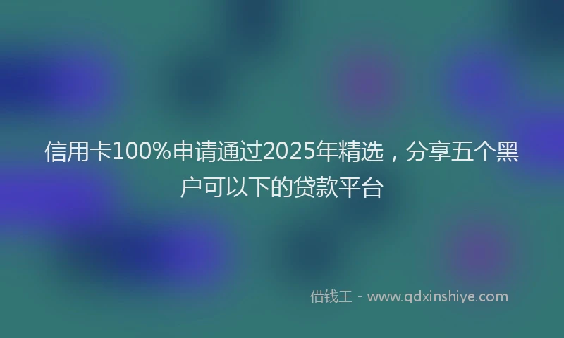 信用卡100%申请通过2025年精选，分享五个黑户可以下的贷款平台