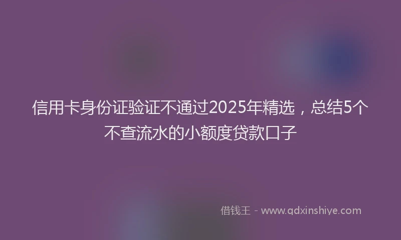 信用卡身份证验证不通过2025年精选，总结5个不查流水的小额度贷款口子