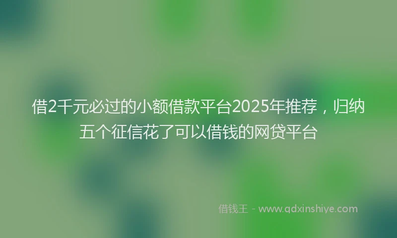 借2千元必过的小额借款平台2025年推荐，归纳五个征信花了可以借钱的网贷平台