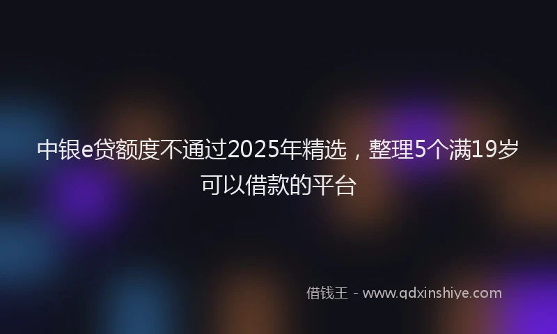 中银e贷额度不通过2025年精选，整理5个满19岁可以借款的平台
