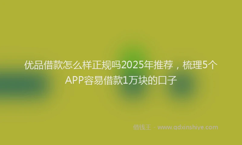 优品借款怎么样正规吗2025年推荐，梳理5个APP容易借款1万块的口子