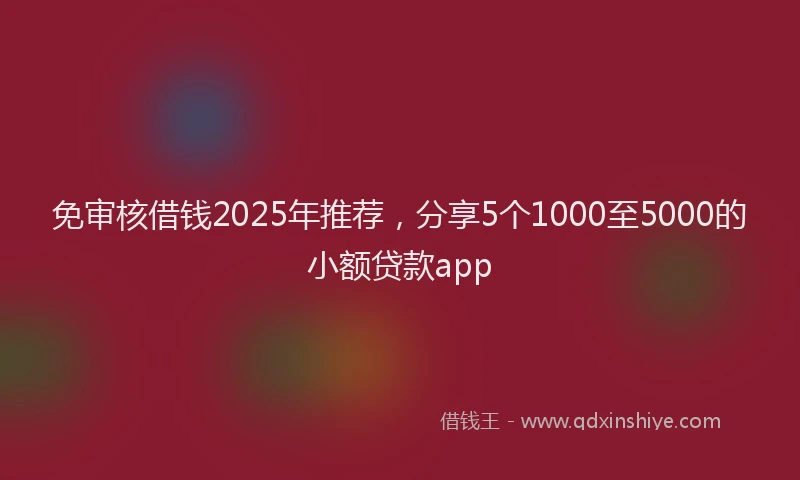 免审核借钱2025年推荐，分享5个1000至5000的小额贷款app