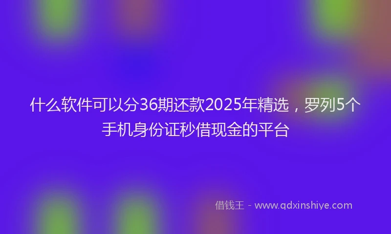 什么软件可以分36期还款2025年精选，罗列5个手机身份证秒借现金的平台